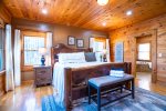 Main Level Master Suite Features King Size Bed and Views of Lake Blue Ridge